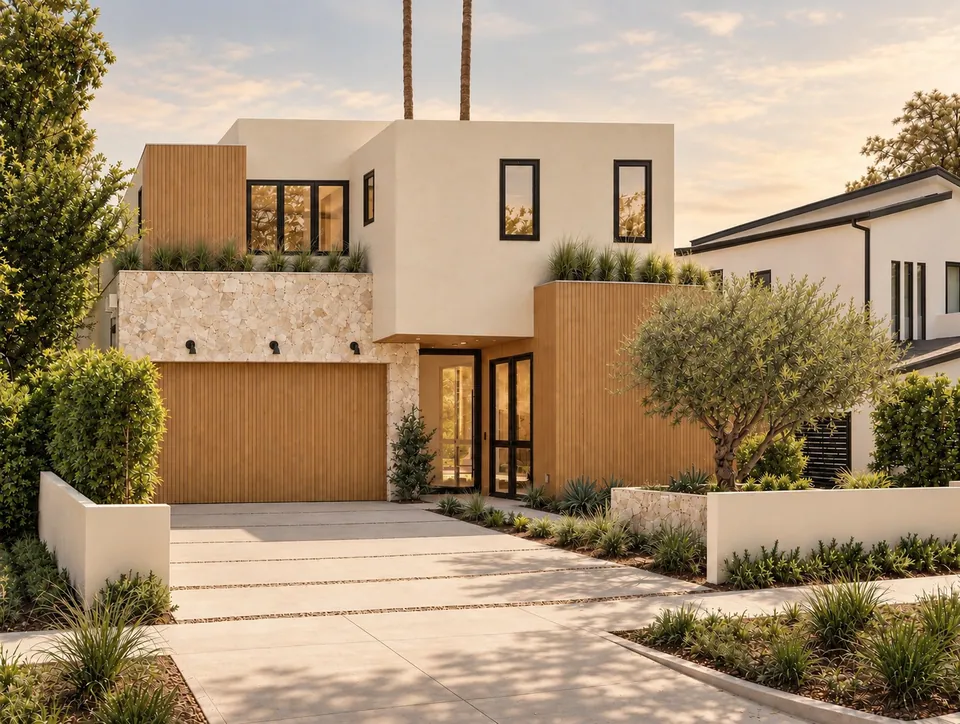 Completed contemporary DG Builders residence in Los Angeles