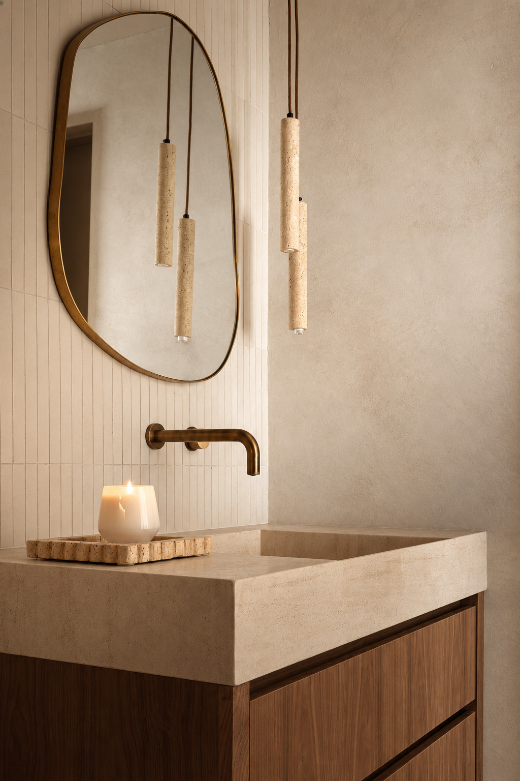 Floating vanity detail by DG Builders