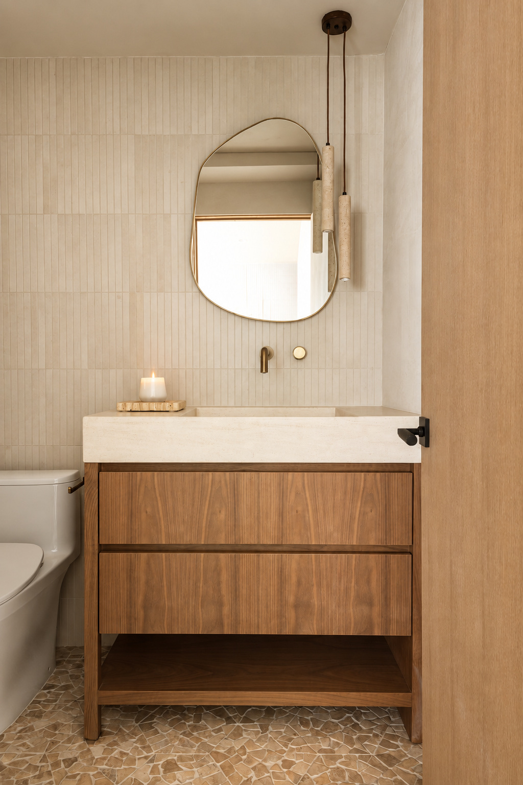 Minimal bath cabinetry by DG Builders