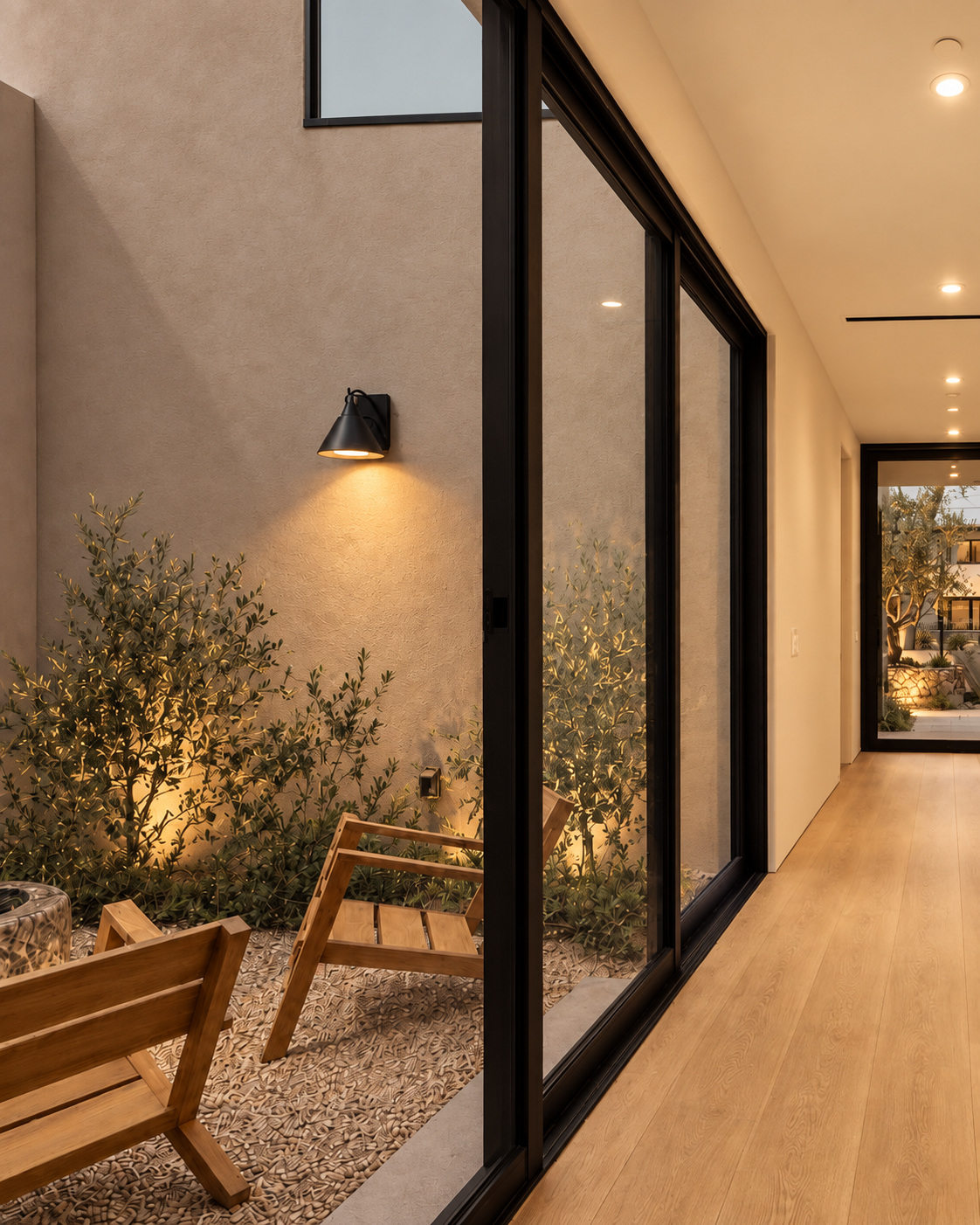 Evening entry corridor by DG Builders